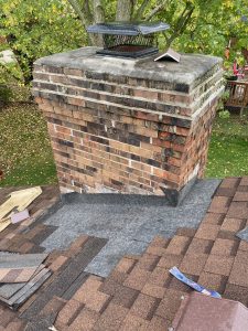 DURING: Chimney flashing repair